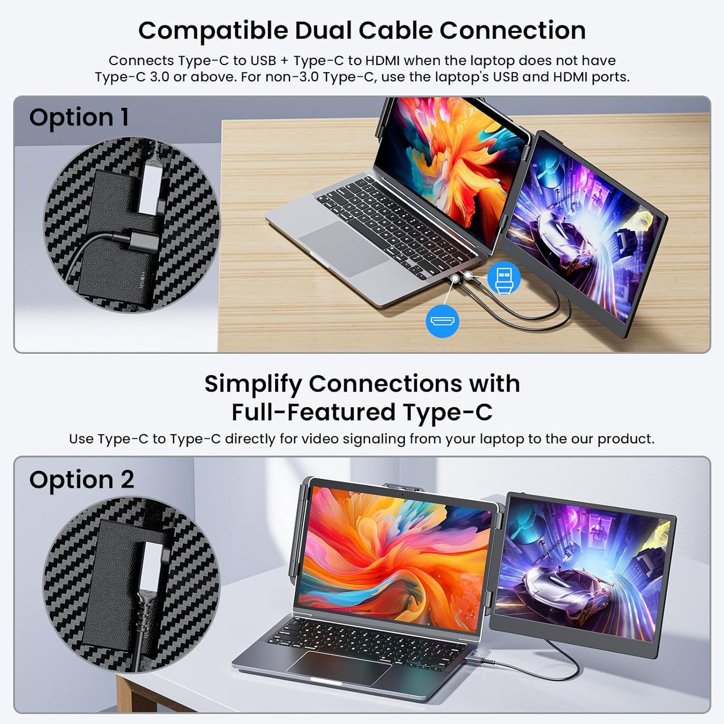 V2com Dual Laptop Monitor Extender 14'' - S1/S1PRO