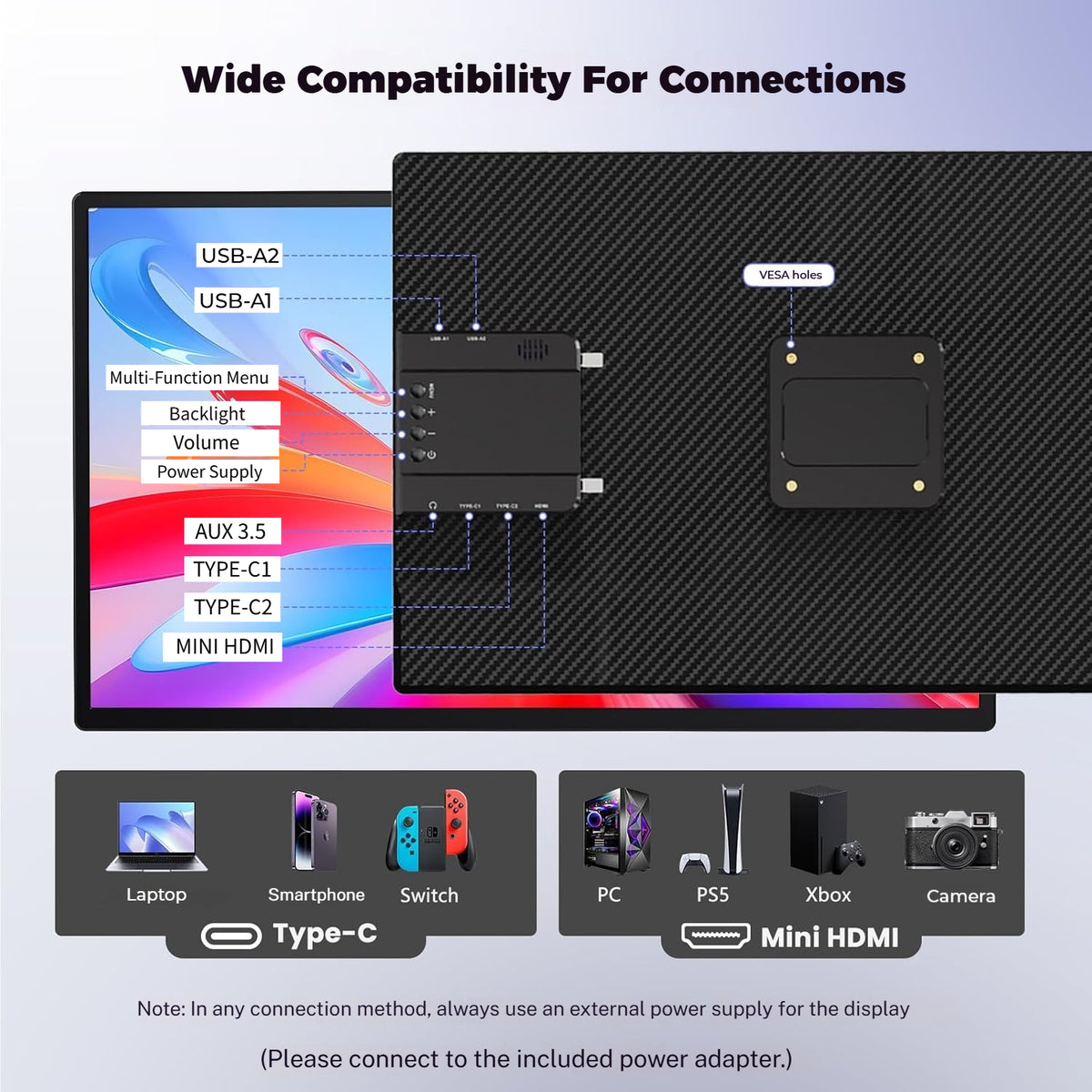 V2com Portable Monitor 23.8