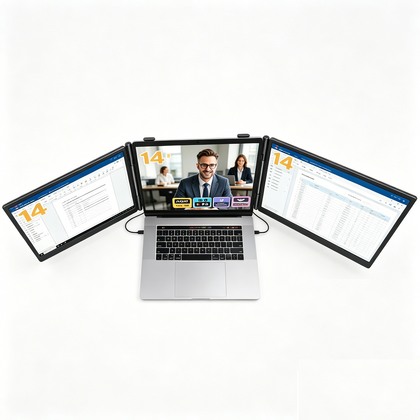 V2com S10 Series — 14" Screens. One Bigger Workspace.