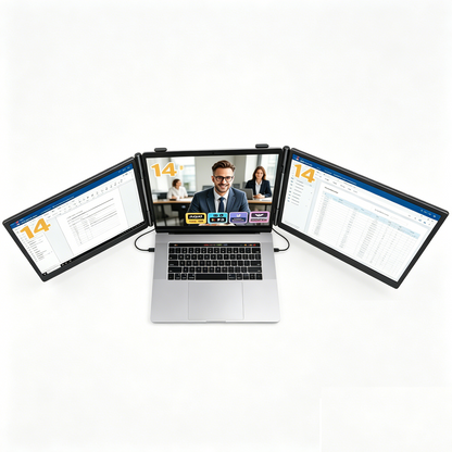 V2com S10 Series — 14" Screens. One Bigger Workspace.
