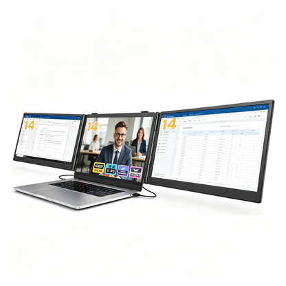 V2com S10 Series — 14" Screens. One Bigger Workspace.
